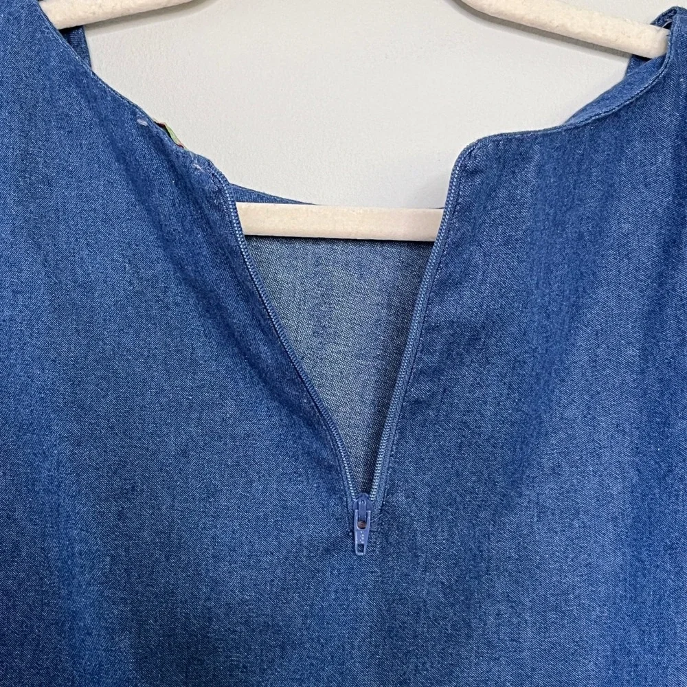 Sophie and Sam Girls‎ Denim Dress Floral Embroidered Sleeveless Size 14Y Blue